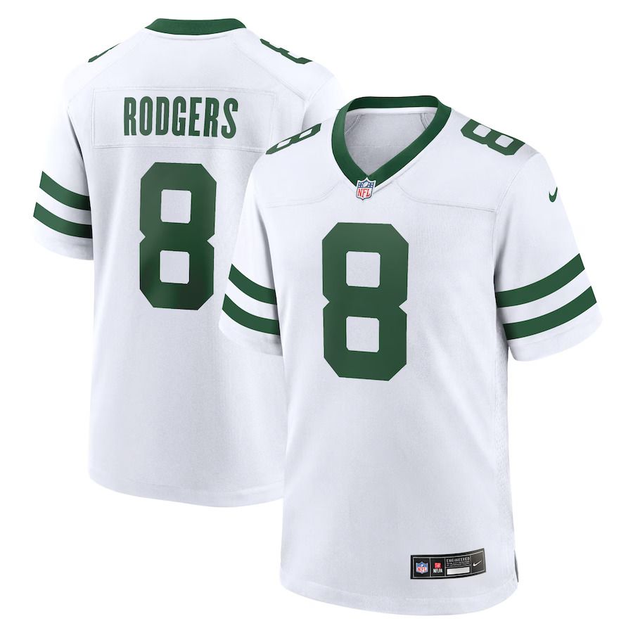Men New York Jets #8 Aaron Rodgers Nike White Legacy Player Game NFL Jersey